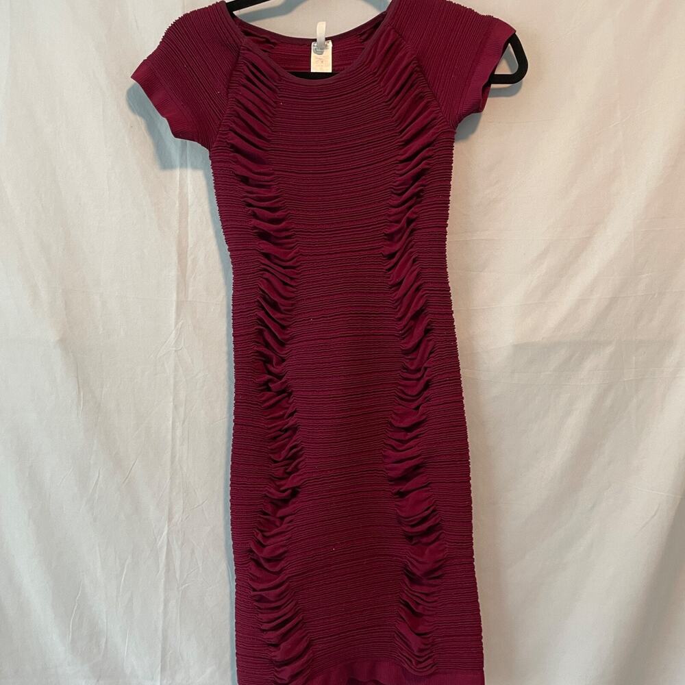 Prime Cut Burgundy Ruched Bodycon Dress with Cutouts One Size